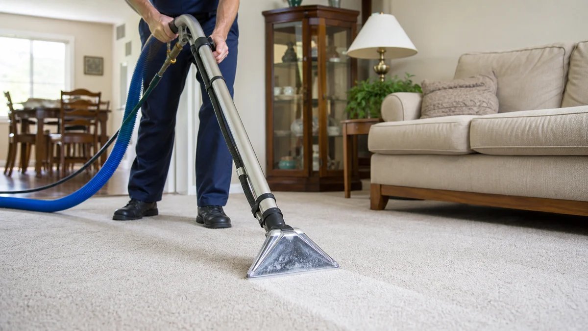 Carpet cleaning equipment in a residential room